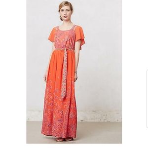 Maeve Anthropologie Coral Maxi Dress